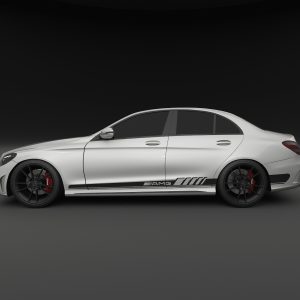 Schlanke Racing-Seitenstreifen-Aufkleber kompatibel mit Mercedes Benz W205 Klasse C AMG